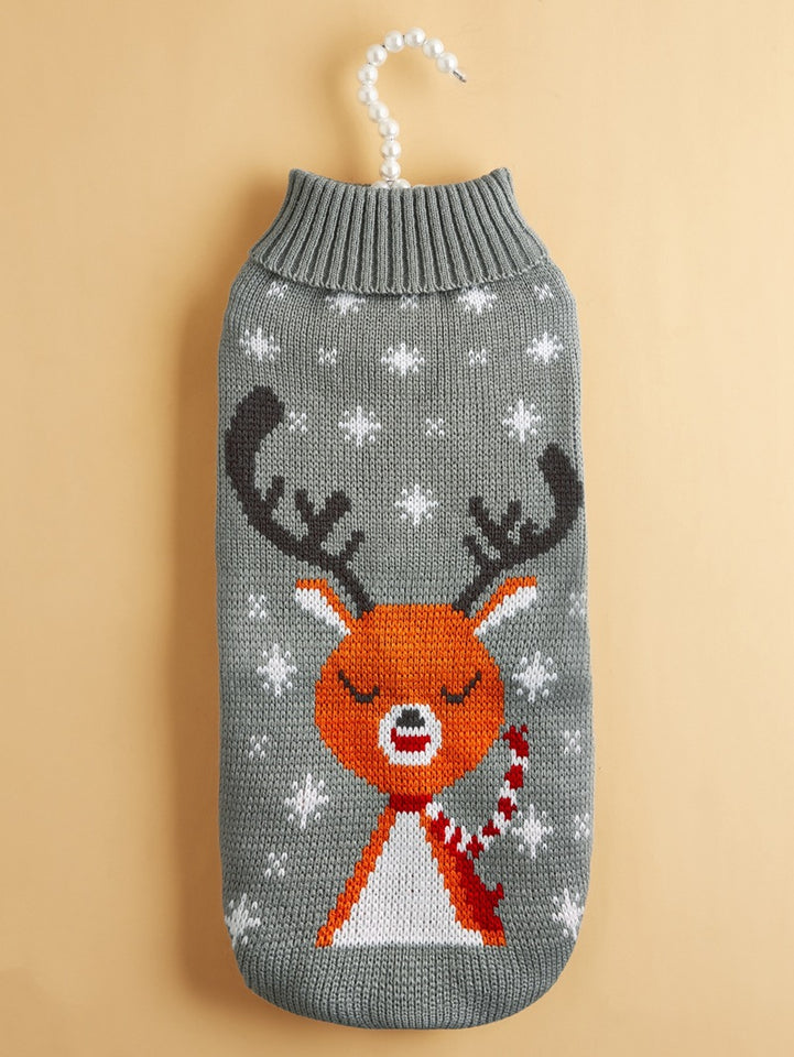 Knitted Deer Sweater for Christmas Pets
