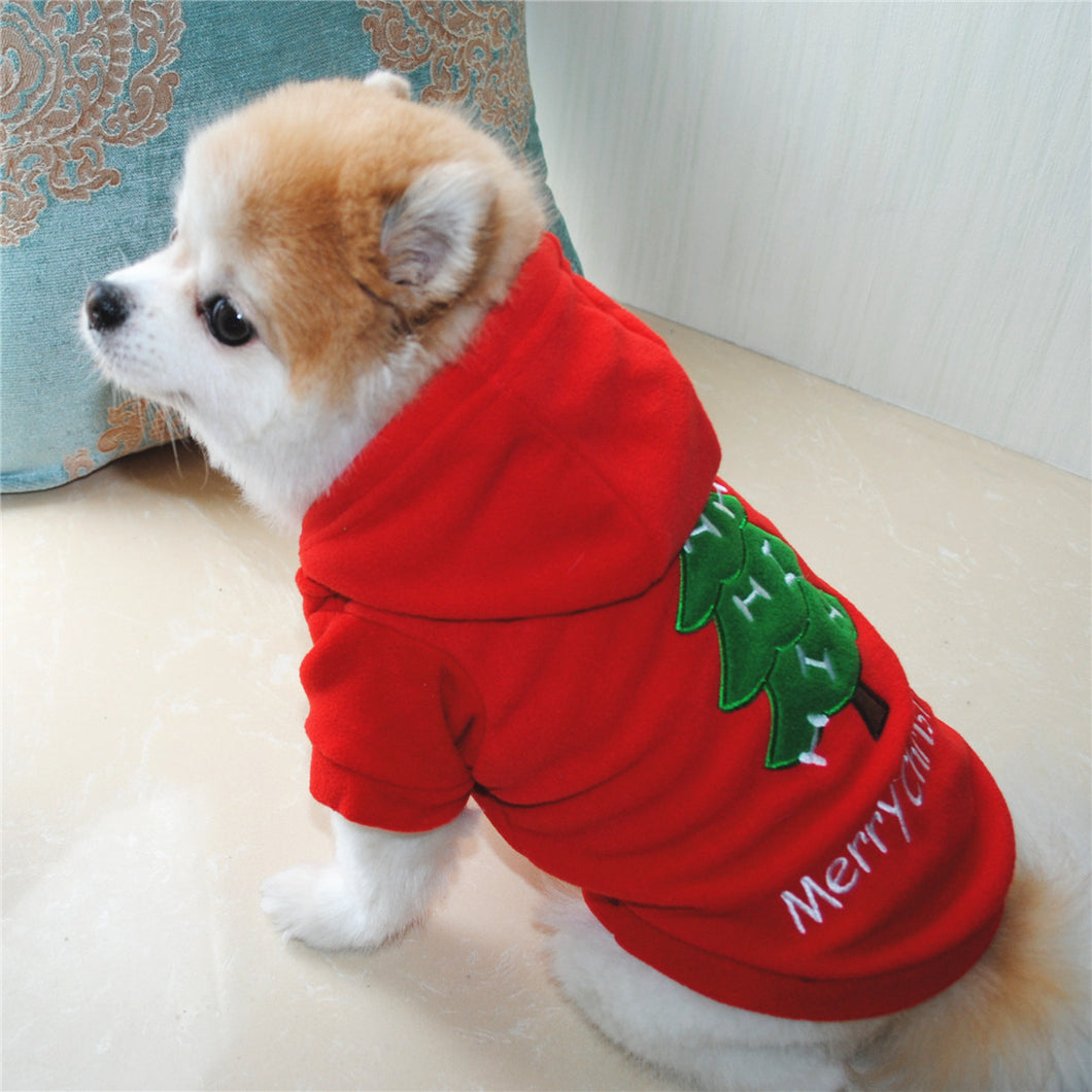 Fluffy Hooded Jacket for Christmas Puppies