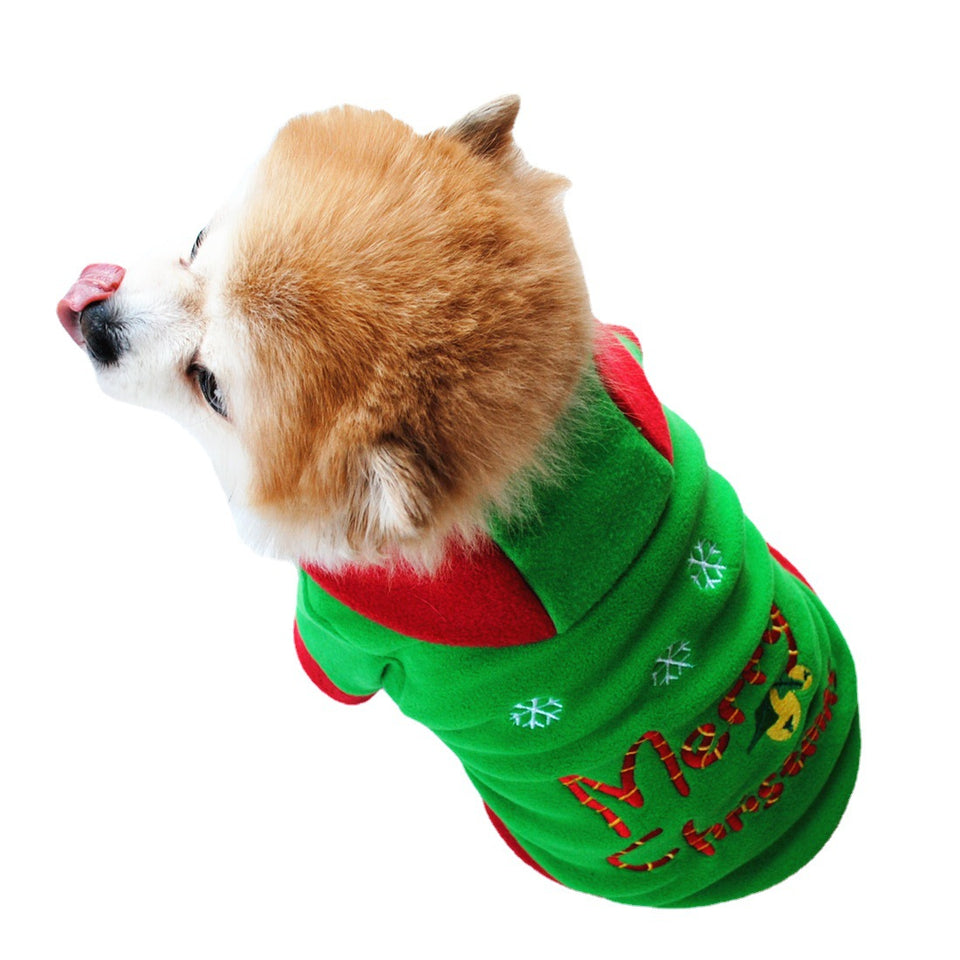 Fluffy Hooded Jacket for Christmas Puppies