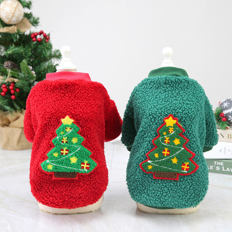 Christmas Tree Fluffy Jacket for Small Dogs