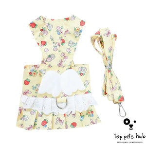Angel Wings Puppy Dress with Harness and Leash Set