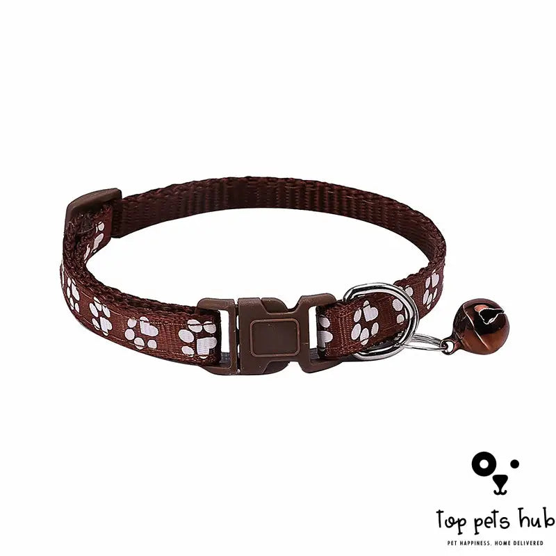 Bell Collar with Dog Footprint Applique