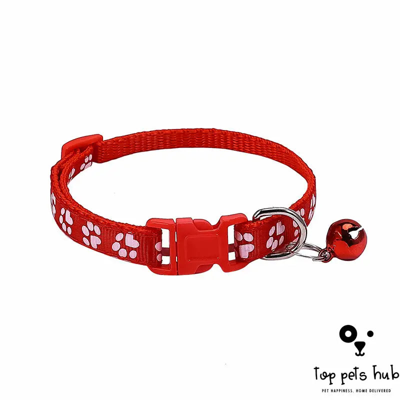 Bell Collar with Dog Footprint Applique