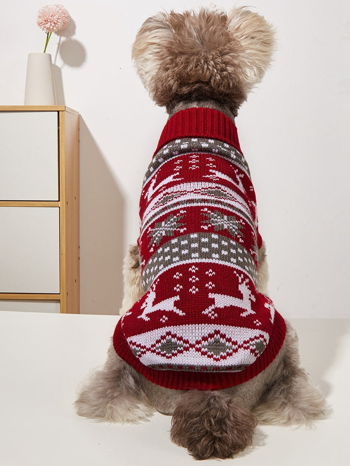 Knitted Deer Sweater for Christmas Pets