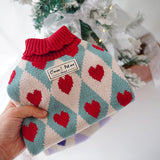 Love Sweater for Cats with Christmas Rhombus