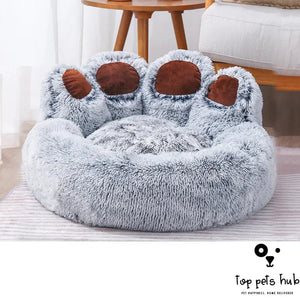 Cozy Bear Paw Round Pet Bed