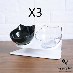 CerviSafe Non-Slip Double Cat Bowl with Raised Stand