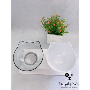 CerviSafe Non-Slip Double Cat Bowl with Raised Stand