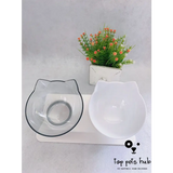 CerviSafe Non-Slip Double Cat Bowl with Raised Stand