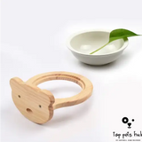 Ceramic Pet Bowl with Solid Wood Stand