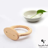 Ceramic Pet Bowl with Solid Wood Stand