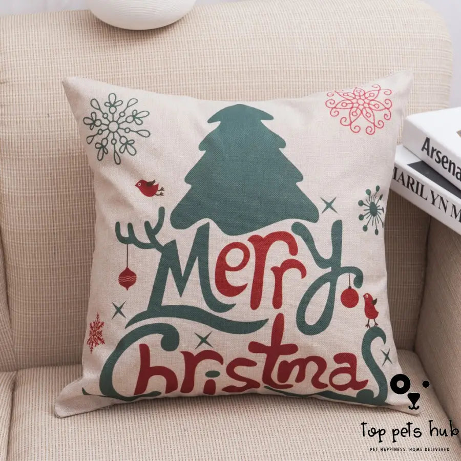 Festive Christmas Linen Pillowcase