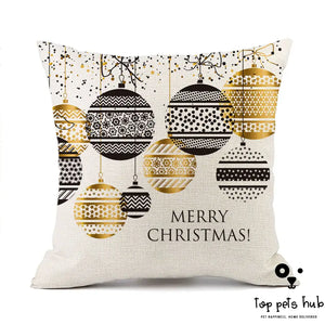 Festive Christmas Linen Pillowcase