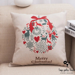 Festive Christmas Linen Pillowcase