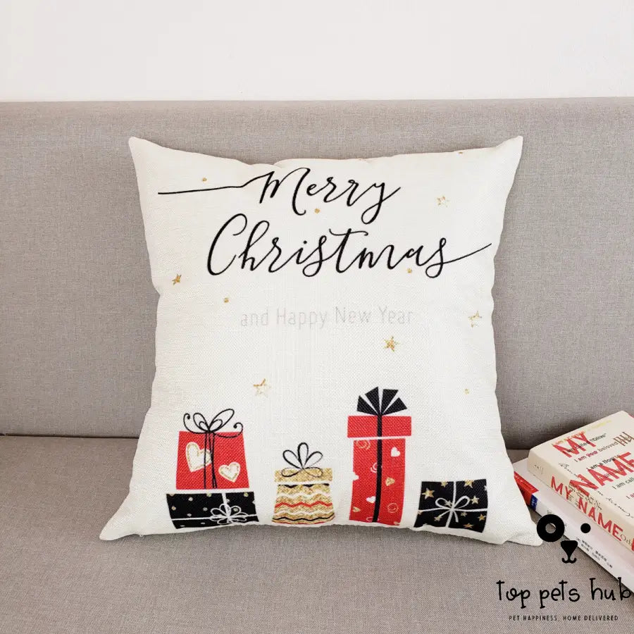 Festive Christmas Linen Pillowcase