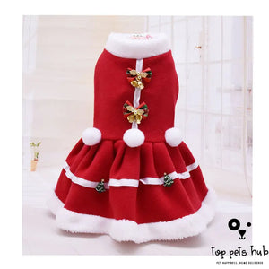 Christmas Fleece Thickening Pet Clothes Skirt