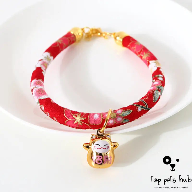 Adjustable Lucky Cat Copper Bell Pet Collar