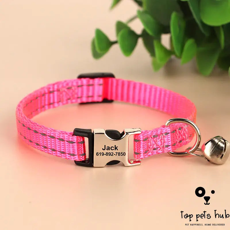 Reflective Engraved Cat Collar