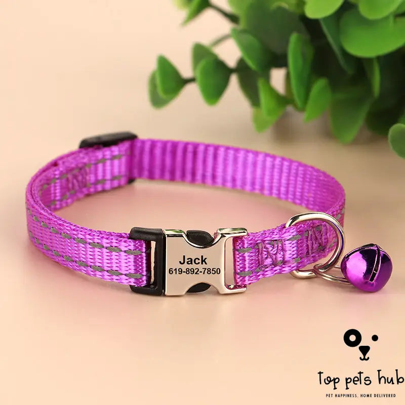 Reflective Engraved Cat Collar