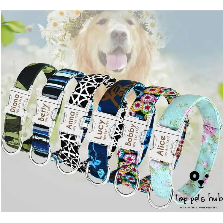 Customizable Large Dog Collar with Name Tag