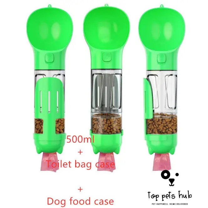 3-in-1 Portable Pet Water and Food Bottle with Garbage Bag