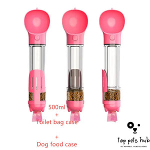 3-in-1 Portable Pet Water and Food Bottle with Garbage Bag