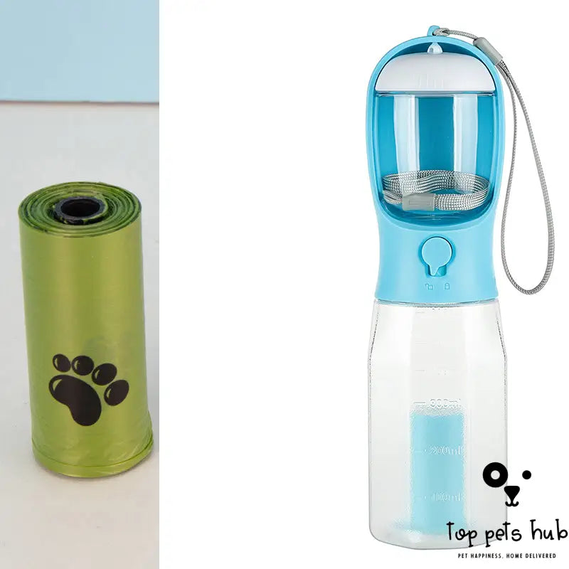 3-in-1 Portable Pet Water Bottle with Food Feeder and Poop