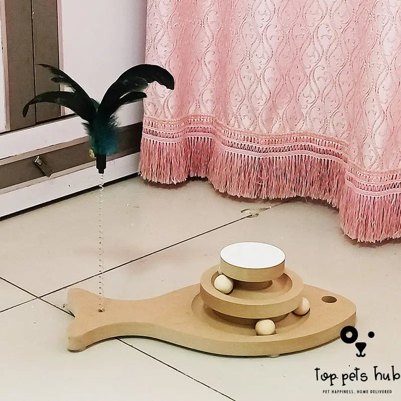 Solid Wood Cat Turntable