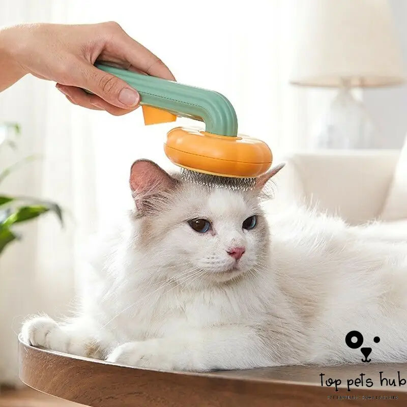 PurrfectPaws Pumpkin Self-Cleaning Slicker Brush