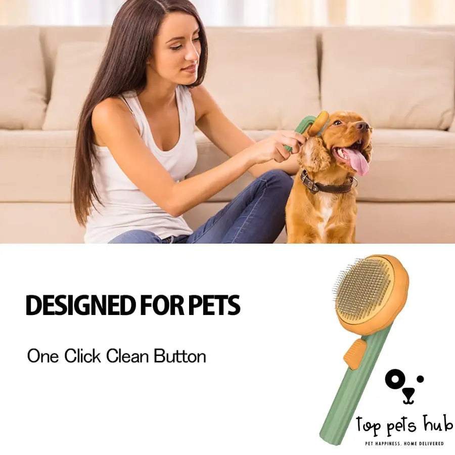 PurrfectPaws Pumpkin Self-Cleaning Slicker Brush