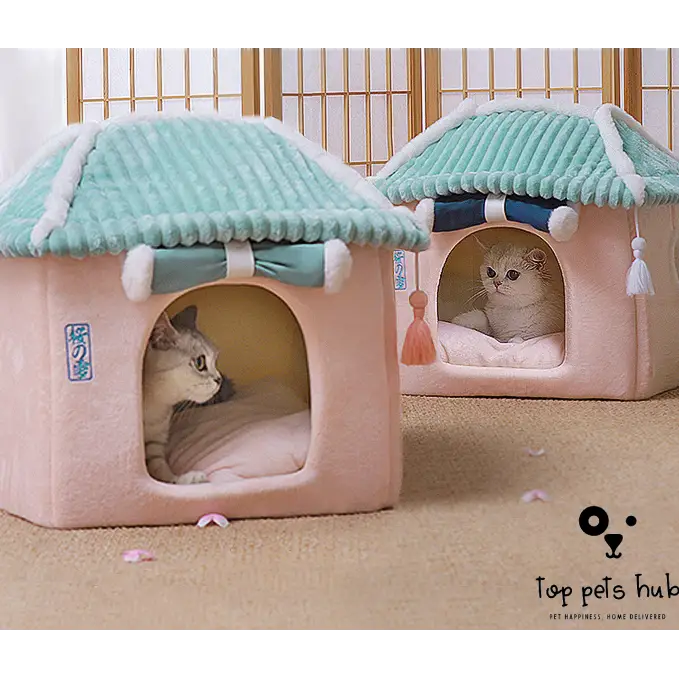 Removable and Washable Enclosed Cat House Villa