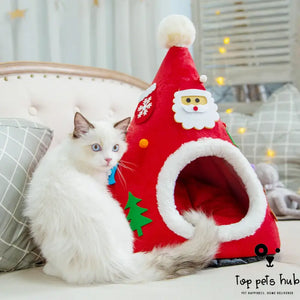 Christmas Hat Shape Cat Nest