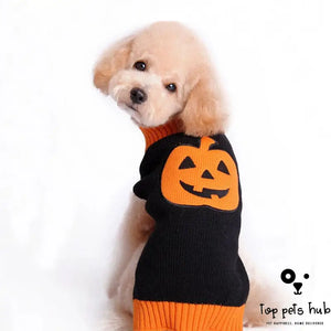 Pet Halloween Dog Knitted Pumpkin Sweater