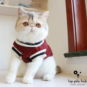 American College Style Cat Knit Sweater