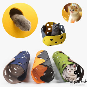 Deformable Cat Tunnel with Felt Poms